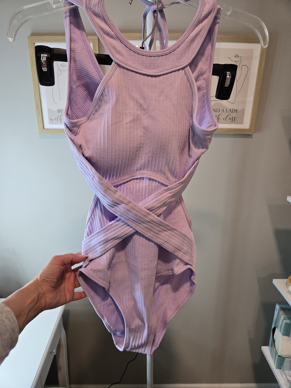🌞⛱️👙 New Lilac Crisscross High-Neck One-Piece Swimsuit
